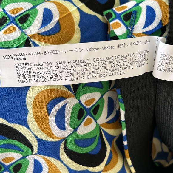 Zara Green & Blue Geometric Printed Flare High Waist Trousers - M - Picture 11 of 13